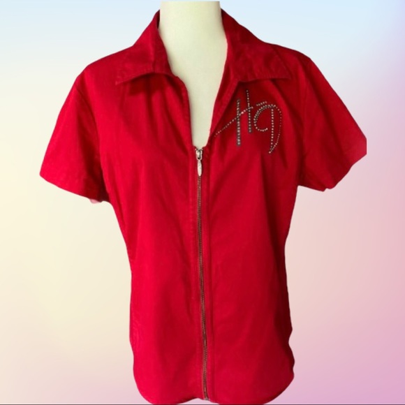 Harley-Davidson Tops - Harley-Davidson Embellished Zip Front Top